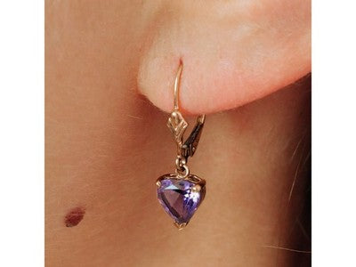 14K Yellow Gold Amethyst Earrings