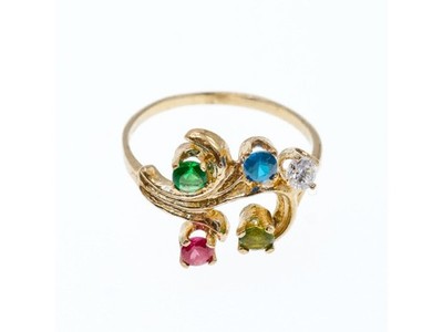 14K Yellow Gold Multicolor Spinel Ring Size 7