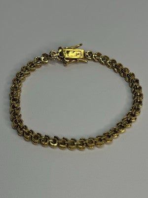 925 Sterling Silver Gold Plated CZ Bracelet Length 7 Inch