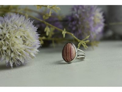 925 Sterling Silver Rhodochrosite Ring Size 7