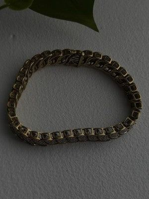 925 Sterling Silver Gold Tone Diamond Tennis Bracelet 7