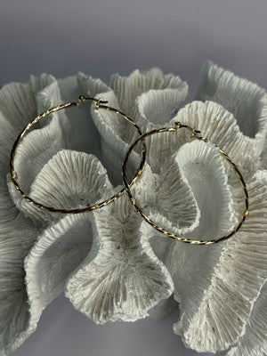 Large Hoop Gold Plated Earrings Length 2.40 Inch