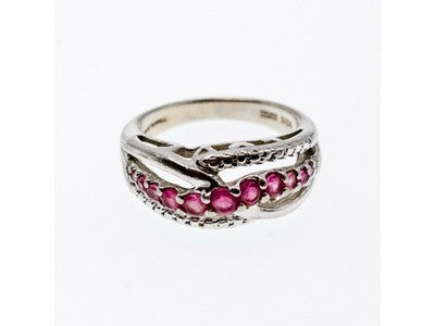 925 Sterling Silver Pink Spinel Ring Size 7.25