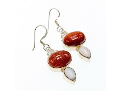 Vintage 925 Sterling Silver Aventurine and Mother of Pearl Set