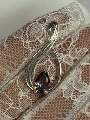 925 Sterling Silver Alexandrite Pear Pendant Length 1.5 Inch