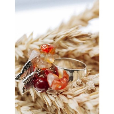 925 Sterling Silver Agate Designer'S Ring Size 6.5