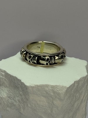925 Sterling Silver Skull Custom Ring Size 10.5
