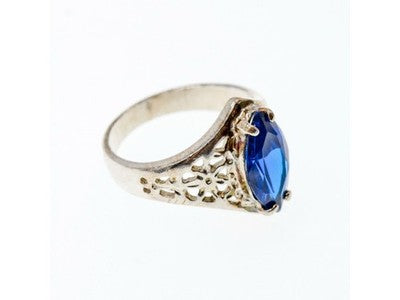 925 Sterling Silver Blue Tourmaline Ring Size 6.5