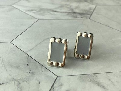 Men's Vintage 925 Sterling Silver Mother of Pearl Cufflinks