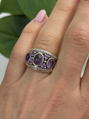 925 Sterling Silver Purple Tourmaline Ring Size 6