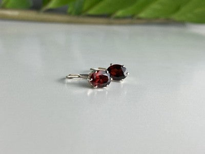 925 Sterling Silver Garnet Earrings
