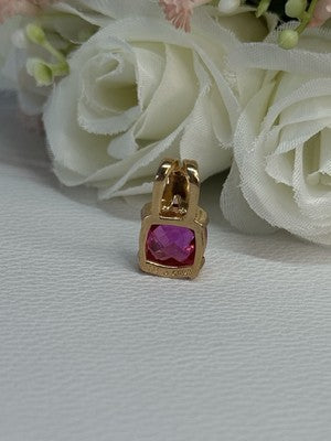 925 Sterling Silver Gold Plated Pink Spinel Pendant Length 0.70 Inch