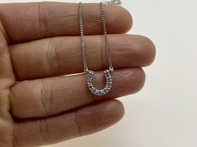 925 Sterling Silver CZ "Horseshoe" Chain with Pendant