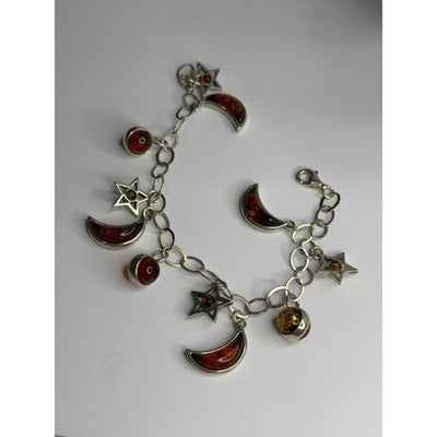 Starry Sky 925 Sterling Silver Amber Bracelet Length 7.5