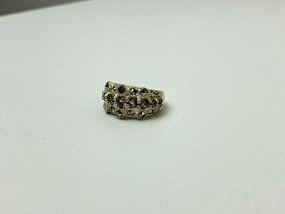 925 Sterling Silver Iolite & Marcasite Ring Size 6.5