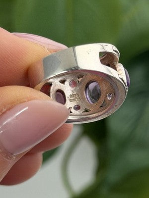 925 Sterling Silver Purple Tourmaline Ring Size 6