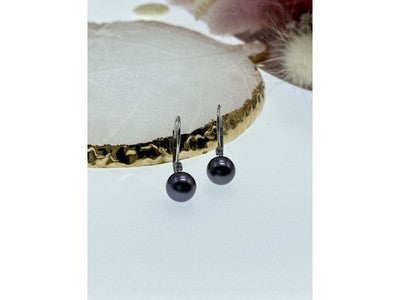 14K White Gold Pearls & Diamonds Earrings