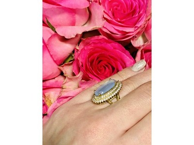 925 Sterling Silver Blue Alpanite Ring Size 10.25