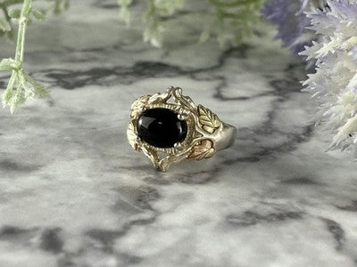 500 Silver Black Nephrite Ring Size 6.75