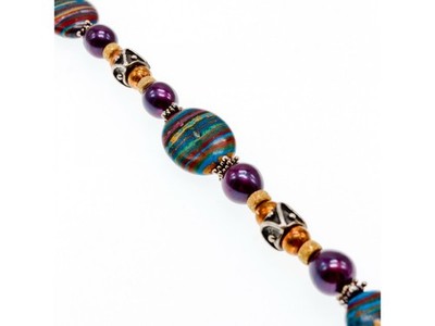 925 Sterling Silver Multicolor Jasper Bracelet Size 7.5 IN