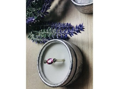 925 Sterling Silver Pink CZ & Black Spinel Ring Size 6.5