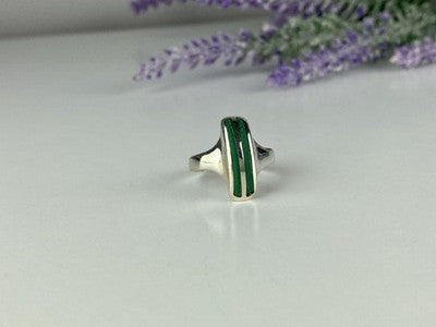 925 Sterling Silver Malachite Ring Size 5.5