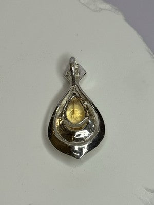 925 Sterling Silver Citrine Pear Pendant Length 1.3 Inch