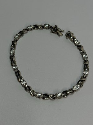 Beautiful 925 Sterling Silver CZ Bracelet Length 7 Inch