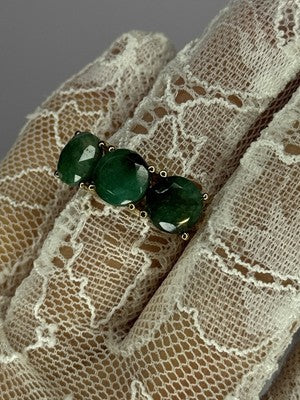 925 Sterling Silver Gold Plated Malachite Ring Size 7