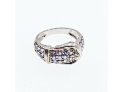 925 Sterling Silver CZ "Belt" Ring Size 6.5