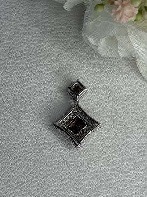 925 Sterling Silver Hessonite & Beryl Pendant Length 1.10 Inch