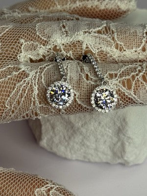 925 Sterling Silver Dream CZ Earrings Length 1.05 Inch