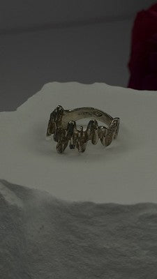 Artisanal Rock Wall Design 925 Sterling Silver Molten-Style Band Ring Size 6