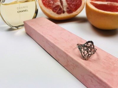 925 Sterling Silver Openwork Ring Size 8