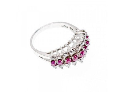 925 Sterling Silver Pink Spinel & CZ Ring Size 9.25