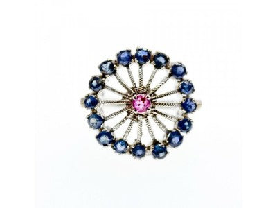 925 Sterling Silver Iolite & Pink Topaz Ring Size 6