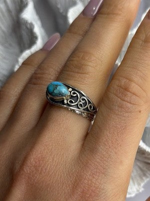 Unique Design 925 Sterling Silver Turquoise Ring Adjustable