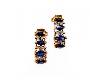 10K Yellow Gold Sapphires Earrings