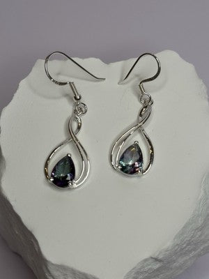 925 Sterling Silver Alexandrite Earrings Length 1.8 Inch