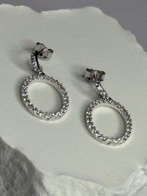 925 Sterling Silver Elegant CZ Earrings Length 1 Inch