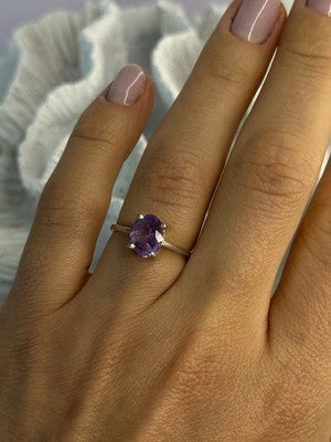 925 Sterling Silver Amethyst Ring Size 6.5