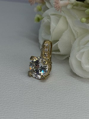 925 Sterling Silver Gold Plated CZ Pendant Length 0.80 Inch