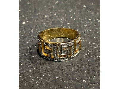 925 Sterling Silver Gold Plated Diamonds Ring Size 5.5