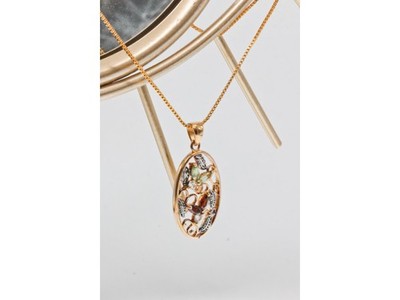 925 Sterling Silver Gold Plated Multi Gemstones Chain With Pendant