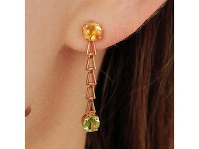 14K Yellow Gold Heliodor & Tsavorite Earrings