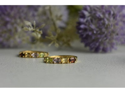 925 Sterling Silver Gold Plated Multi Gemstones Earrings