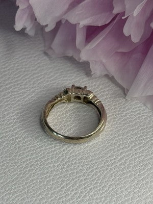 925 Sterling Silver Beryl & Marcasite Ring Size 7
