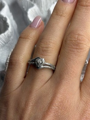 JWBR 925 Sterling Silver 0.04 ct Diamonds Heart Ring Size 6.5