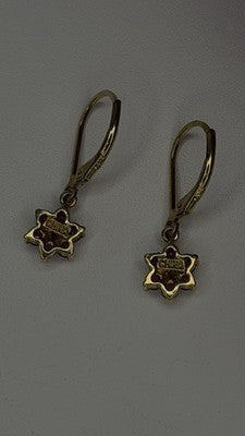 Flower 925 Sterling Silver Gold Plated Pink & White Topaz Earrings