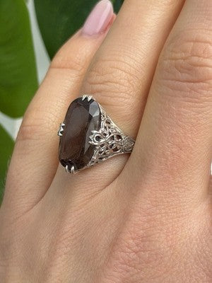 925 Sterling Silver Brown Tourmaline Ring Size 7